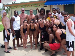 Milton helps teach lifeguards at Texas City, Texas